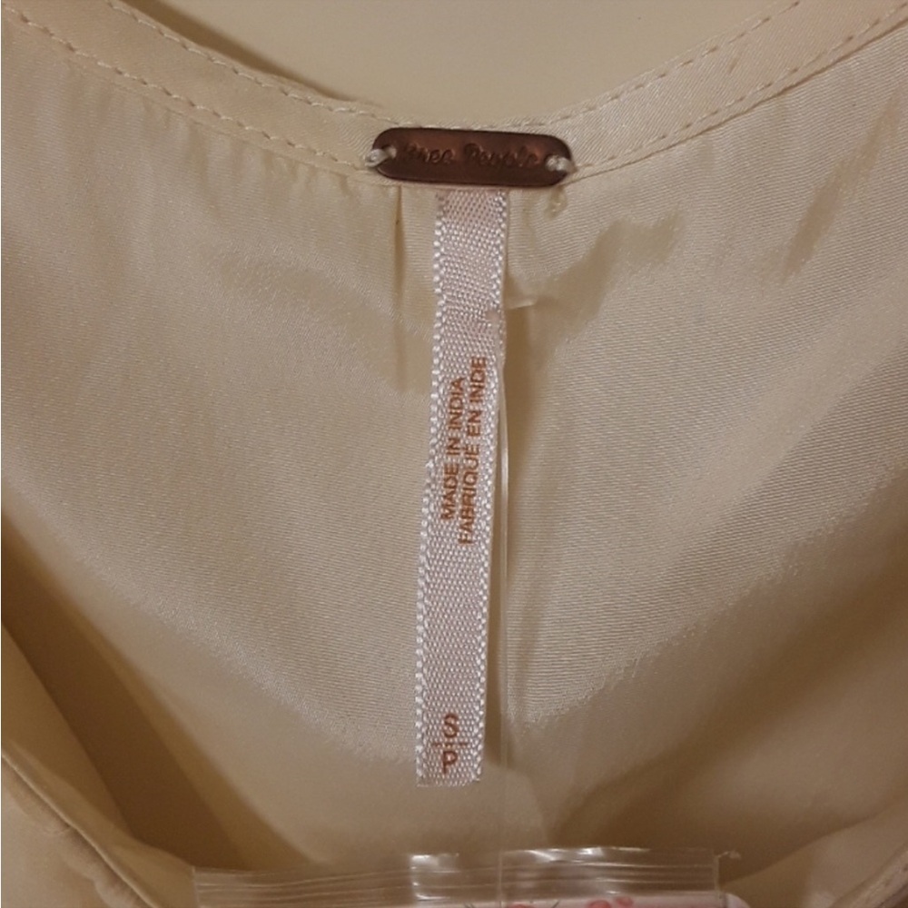 Free People Beaded Pointed Cape Drape Mini Dress Chiffon Sheer Cream Small - Picture 13 of 14